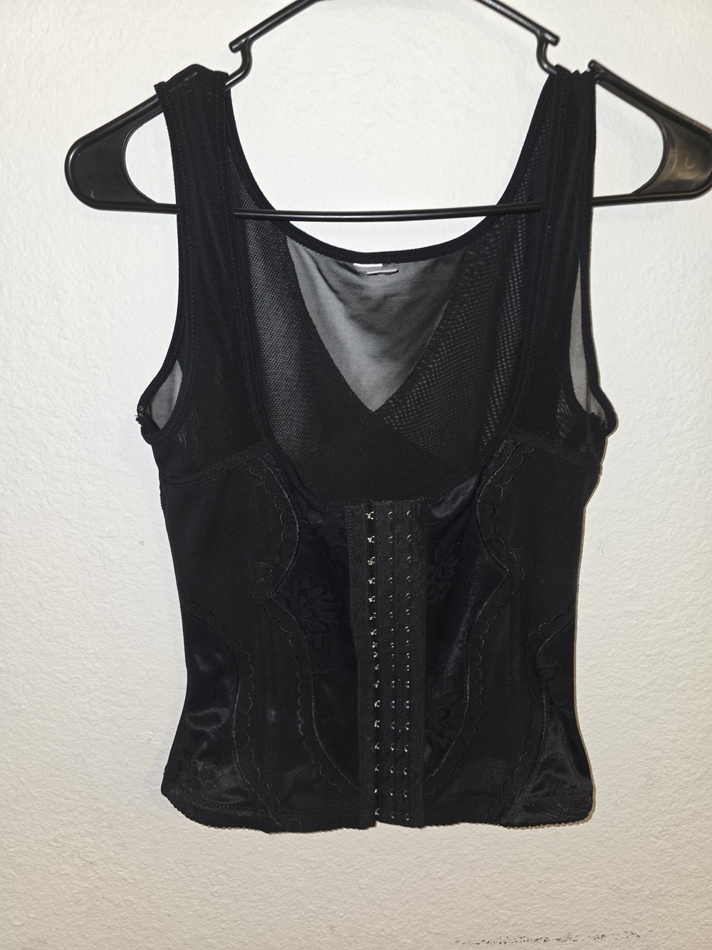 Black Women's Shaping Tank Top with Front Hook Closure